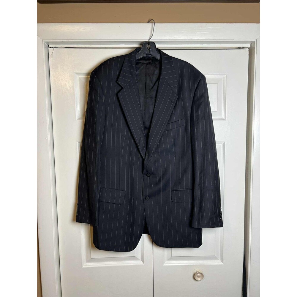 Burberrys Wool Blazer Black Striped 2 Buttons 42r 44rMeasurements In Description